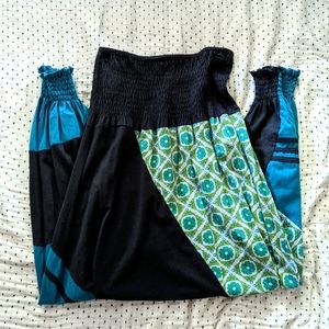 Hippie style dropped crotch cotton pants